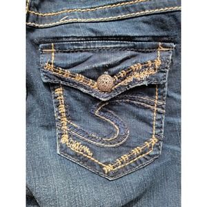 *EUC* Women's Silver Jeans Co. SUKI Mid-Rise Slim Bootcut EMBROIDERED W27"/L33"